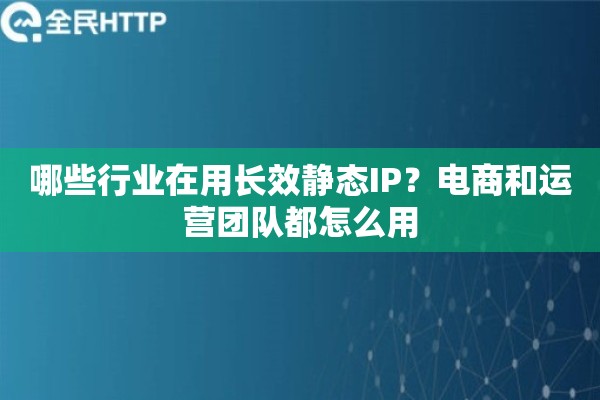 哪些行业在用长效静态IP？电商和运营团队都怎么用