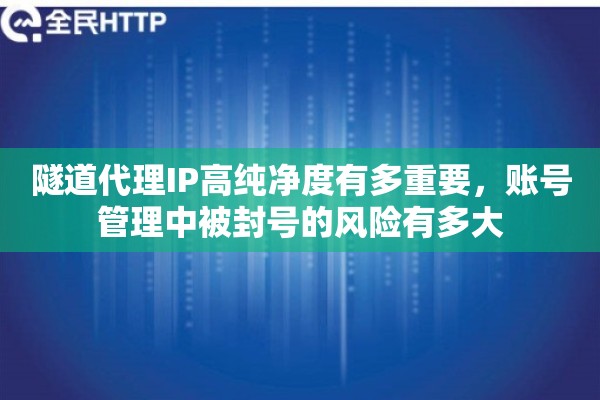 隧道代理IP高纯净度有多重要，账号管理中被封号的风险有多大