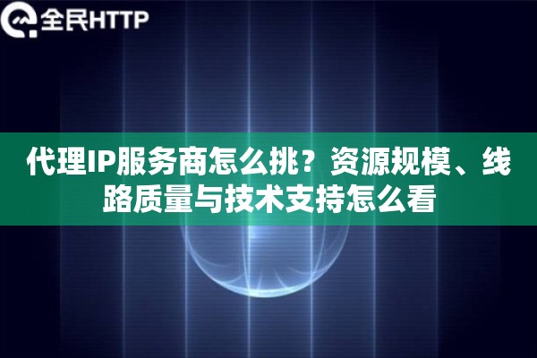 代理IP服务商怎么挑？资源规模、线路质量与技术支持怎么看