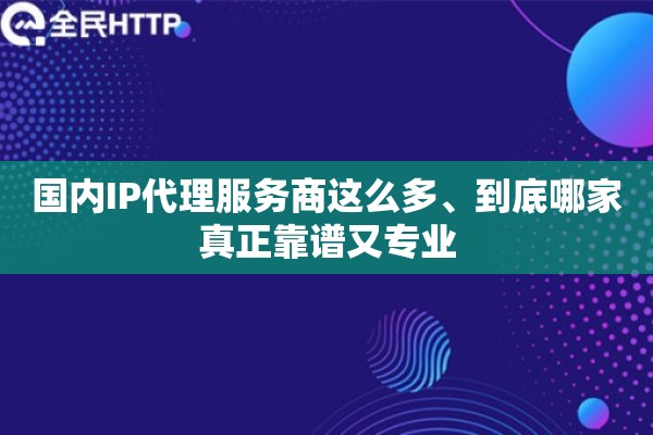 国内IP代理服务商这么多、到底哪家真正靠谱又专业