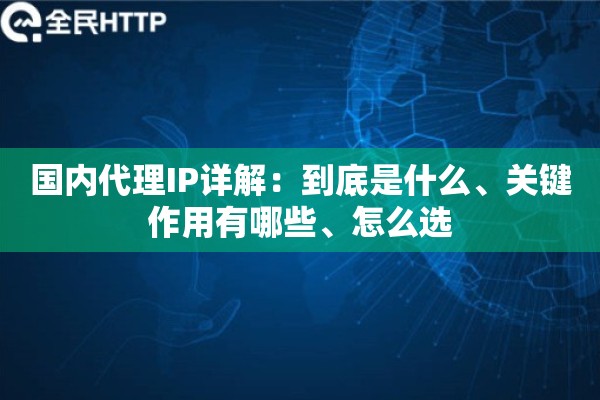 国内代理IP详解：到底是什么、关键作用有哪些、怎么选