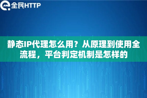 静态IP代理怎么用？从原理到使用全流程，平台判定机制是怎样的