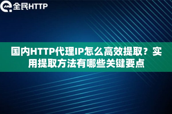 国内HTTP代理IP怎么高效提取？实用提取方法有哪些关键要点