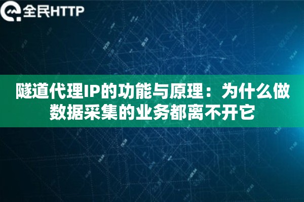隧道代理IP的功能与原理：为什么做数据采集的业务都离不开它