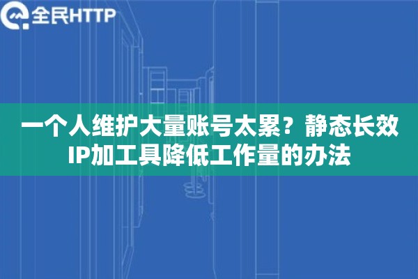 一个人维护大量账号太累？静态长效IP加工具降低工作量的办法