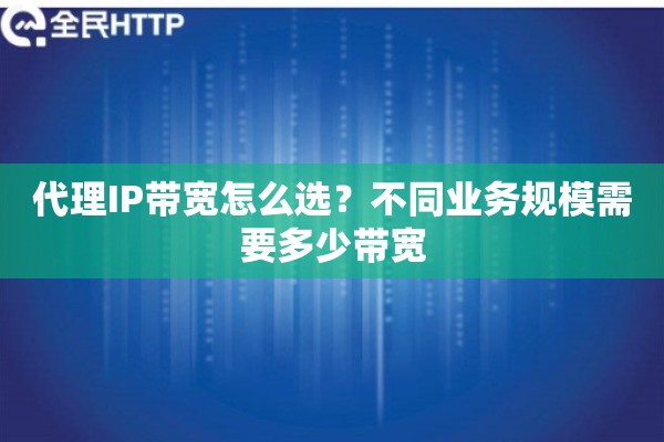 代理IP带宽怎么选？不同业务规模需要多少带宽