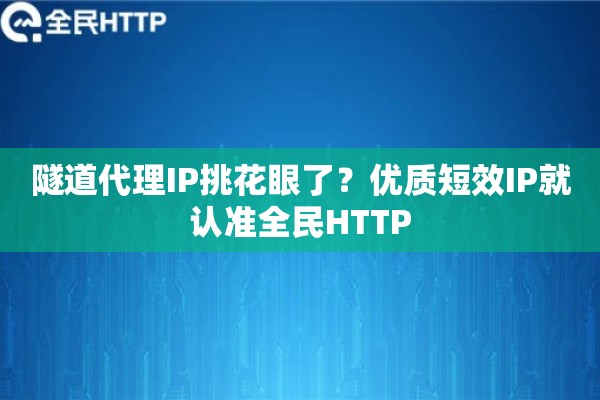 隧道代理IP挑花眼了？优质短效IP就认准全民HTTP