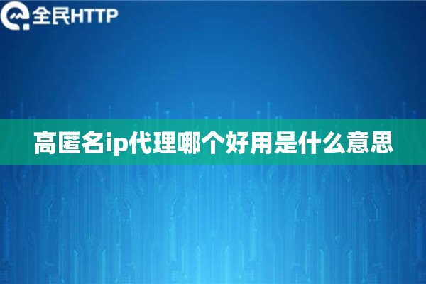 高匿名ip代理哪个好用是什么意思