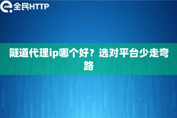 隧道代理ip哪个好？选对平台少走弯路