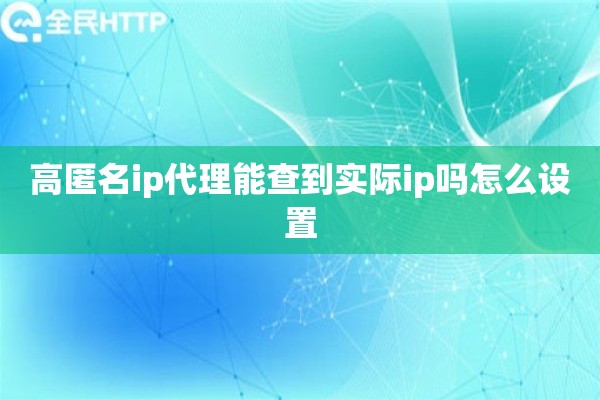 高匿名ip代理能查到实际ip吗怎么设置