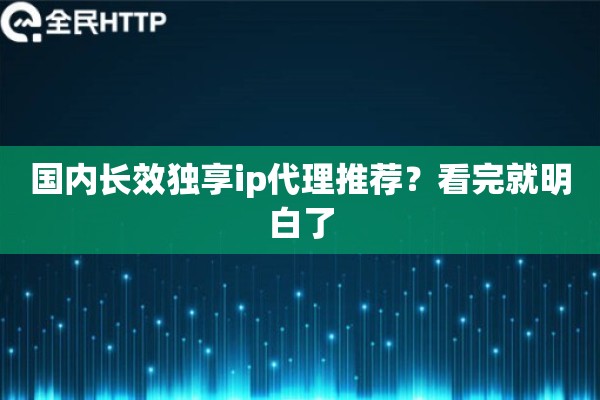 国内长效独享ip代理推荐？看完就明白了