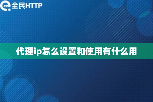 代理ip怎么设置和使用有什么用 代理ip怎么设置和使用有什么用