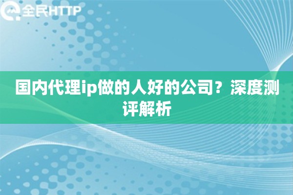 国内代理ip做的人好的公司？深度测评解析