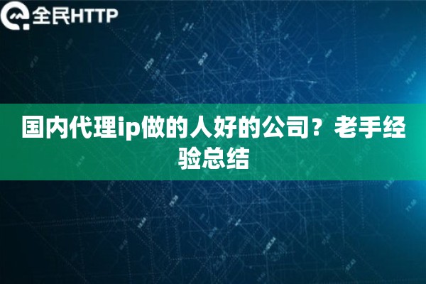 国内代理ip做的人好的公司？老手经验总结