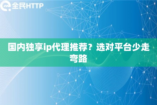 国内独享ip代理推荐？选对平台少走弯路