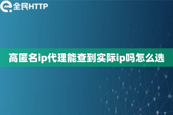 高匿名ip代理能查到实际ip吗怎么选 高匿名ip代理能查到实际ip吗怎么选