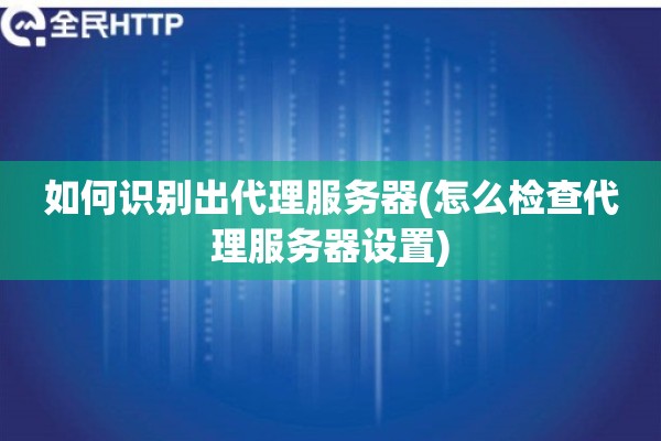 如何识别出代理服务器(怎么检查代理服务器设置)