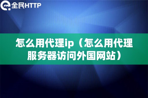 怎么用代理ip（怎么用代理服务器访问外国网站）