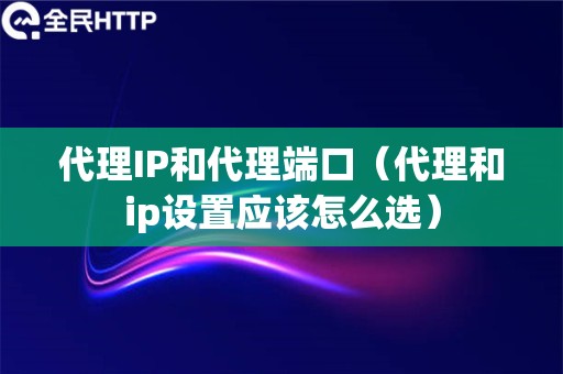 代理IP和代理端口（代理和ip设置应该怎么选）