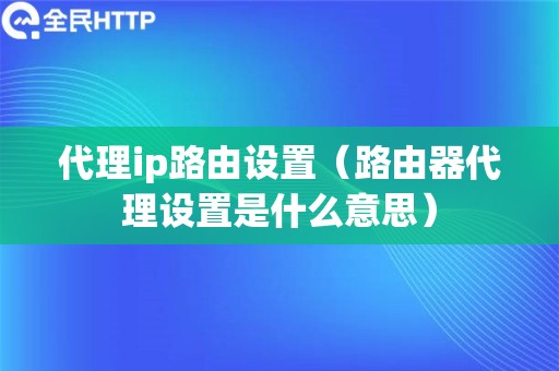 代理ip路由设置（路由器代理设置是什么意思）