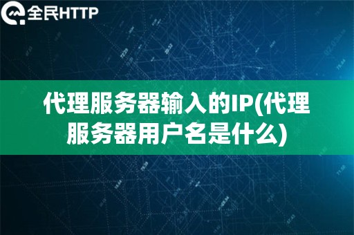 代理服务器输入的IP(代理服务器用户名是什么)