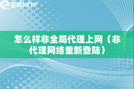 怎么样非全局代理上网（非代理网络重新登陆）