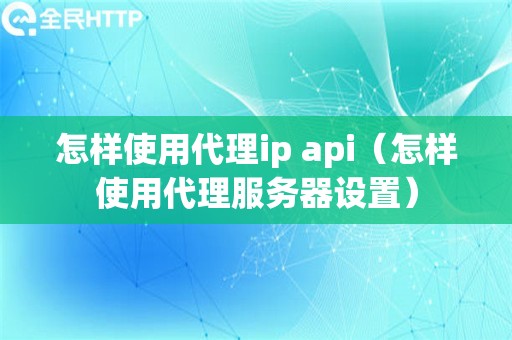 怎样使用代理ip api（怎样使用代理服务器设置）