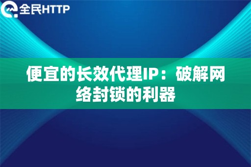 便宜的长效代理IP：破解网络封锁的利器