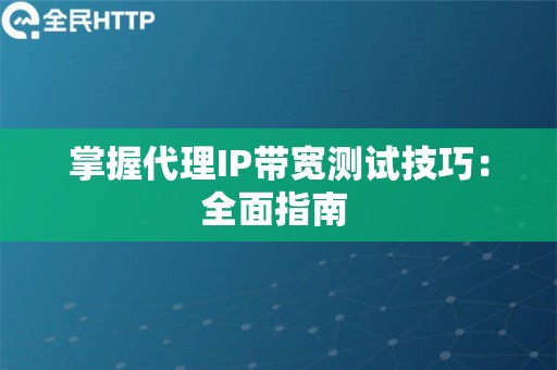 掌握代理IP带宽测试技巧：全面指南 