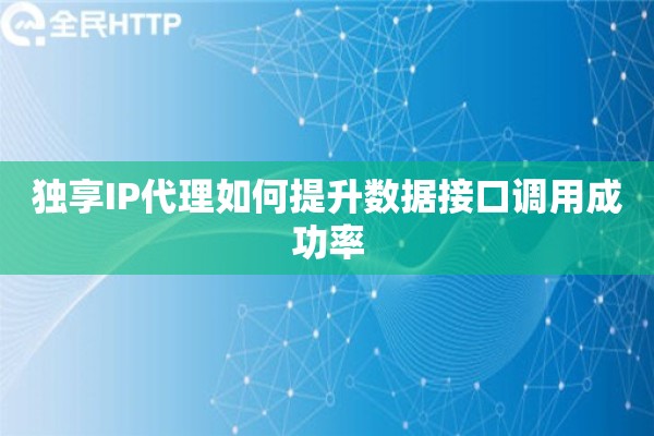 独享IP代理如何提升数据接口调用成功率