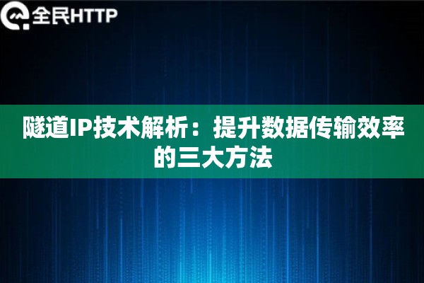 隧道IP技术解析：提升数据传输效率的三大方法