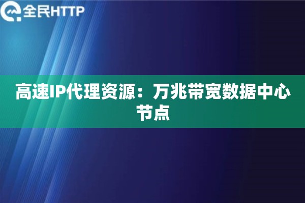 高速IP代理资源：万兆带宽数据中心节点