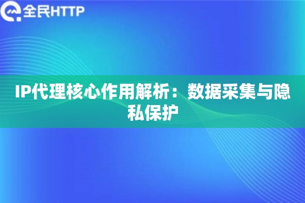 IP代理核心作用解析：数据采集与隐私保护
