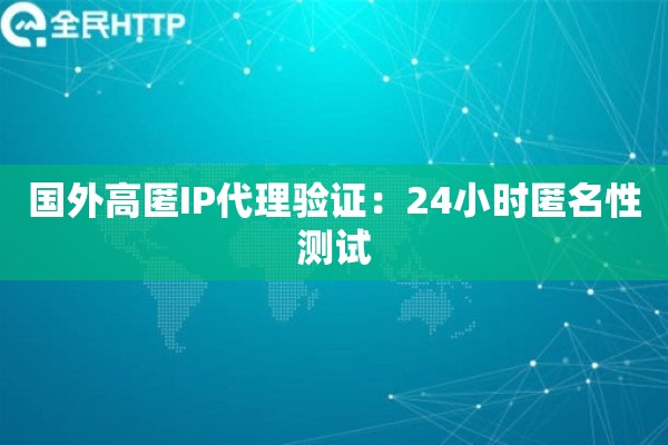 国外高匿IP代理验证：24小时匿名性测试