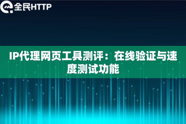 IP代理网页工具测评：在线验证与速度测试功能