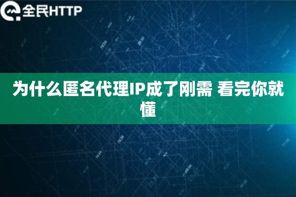 为什么匿名代理IP成了刚需 看完你就懂