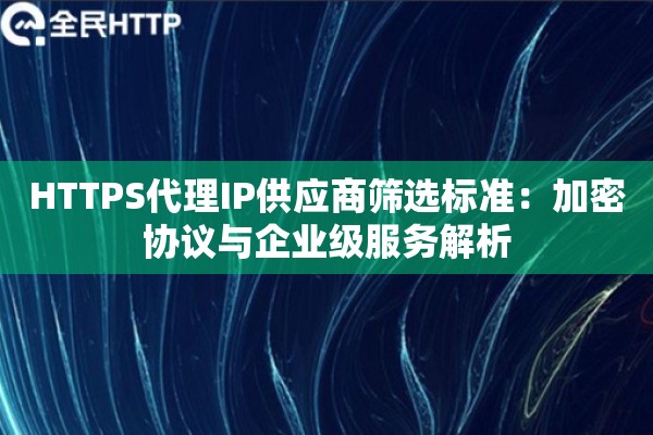 HTTPS代理IP供应商筛选标准：加密协议与企业级服务解析