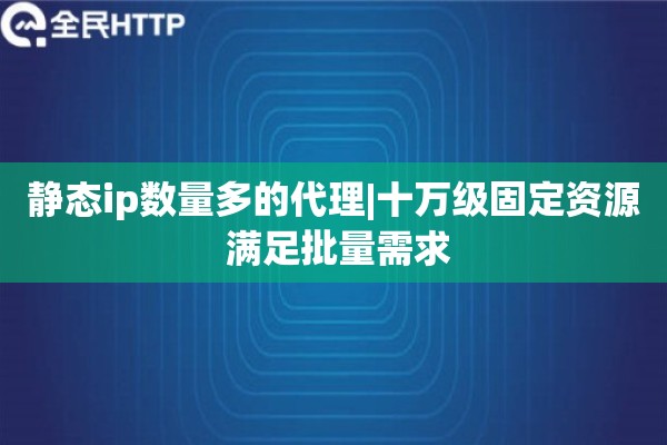 静态ip数量多的代理|十万级固定资源 满足批量需求