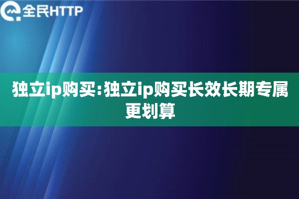 独立ip购买:独立ip购买长效长期专属更划算