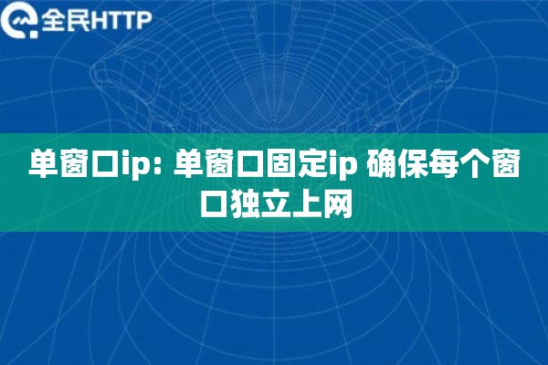 单窗口ip: 单窗口固定ip 确保每个窗口独立上网