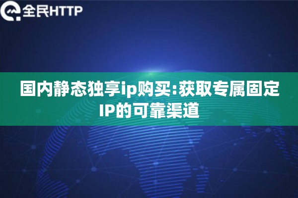 国内静态独享ip购买:获取专属固定IP的可靠渠道