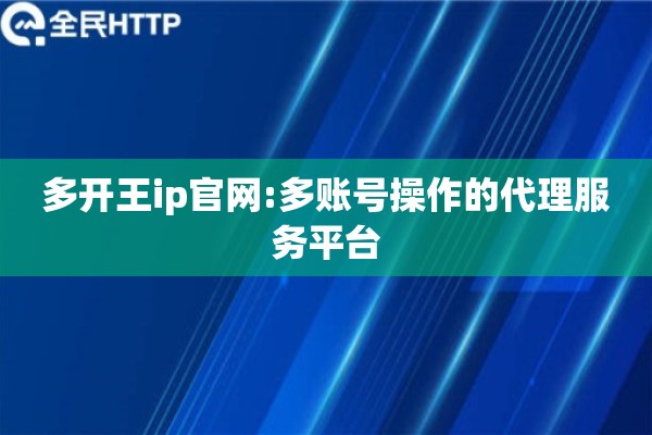 多开王ip官网:多账号操作的代理服务平台