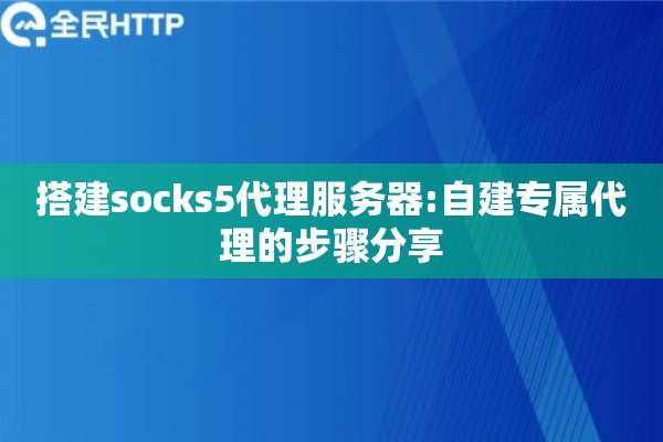 搭建socks5代理服务器:自建专属代理的步骤分享