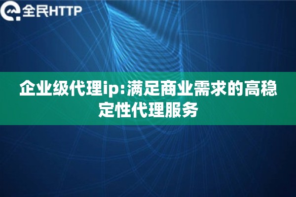 企业级代理ip:满足商业需求的高稳定性代理服务