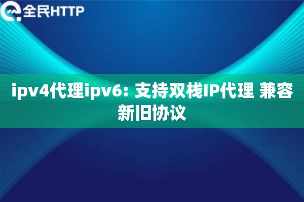 ipv4代理ipv6: 支持双栈IP代理 兼容新旧协议