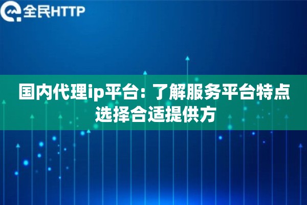 国内代理ip平台: 了解服务平台特点 选择合适提供方