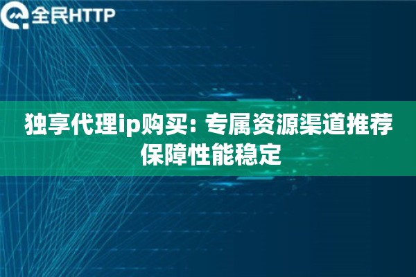 独享代理ip购买: 专属资源渠道推荐 保障性能稳定