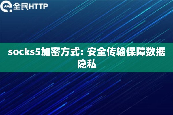 socks5加密方式: 安全传输保障数据隐私