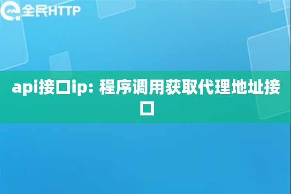 api接口ip: 程序调用获取代理地址接口