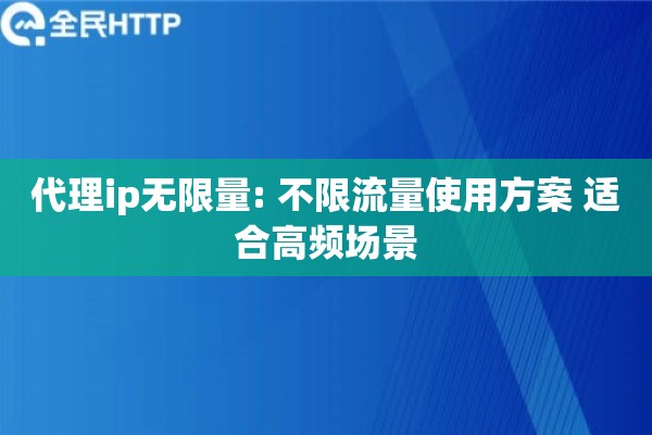 代理ip无限量: 不限流量使用方案 适合高频场景